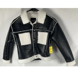 RSQ Girls Small‎ Black Faux Leather Sherpa Lined Jacket Tilly’s Cozy NWT